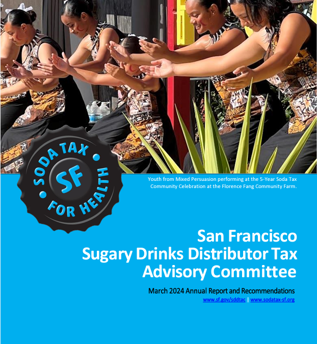 Youth from Mixed Persuasion performing at the 5-year celebration at the Florence Fang Community Farm. San Francisco Sugary Drinks Distributor Tax Advisory Committee March 2024 Annual Report and Recommendations. www. sf.gov/sddtac | www.sodatax.org